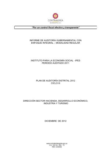 informe final auditoria regular ipes vigencia 2011 pad 2012 ciclo iii