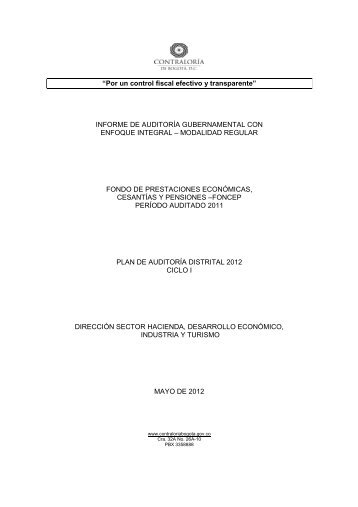 informe definitivo foncep regular vigencia 2011 ciclo i pad 2012