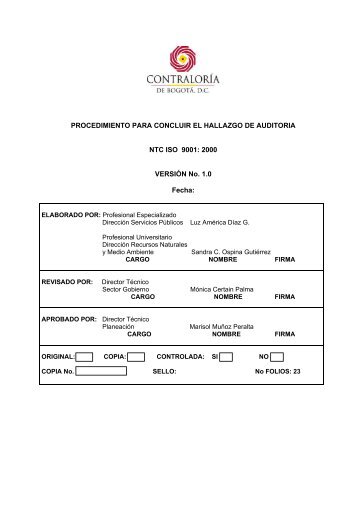 PROCEDIMIENTO PARA CONCLUIR EL HALLAZGO ... - Contraloria