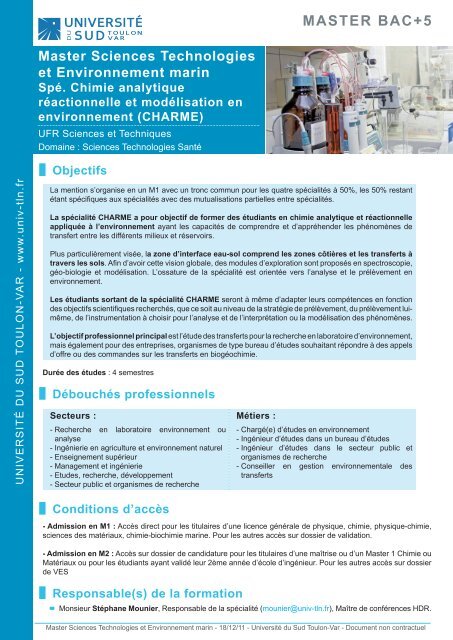 MASTER BAC+5 - protee - Université du Sud - Toulon - Var