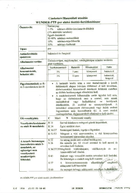 WUNDER-PTF-por alakú tisztító-fertőtlenítőszer - Protvik Bt.