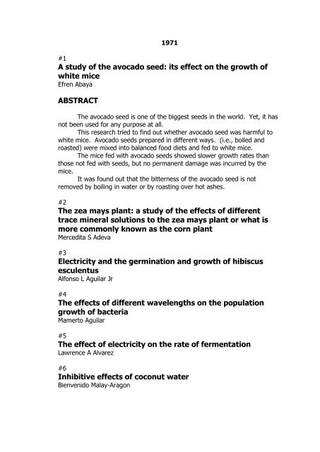 A study of the avocado seed - Philippine Science High School
