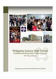 2011 annual report - Philippine Science High School - CAR Campus ...