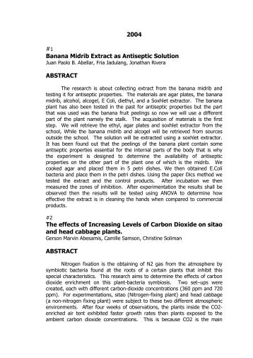 Banana Midrib Extract as Antiseptic Solution - Philippine Science ...