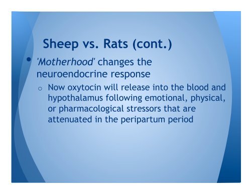 Role of OT in Maternal Behavior