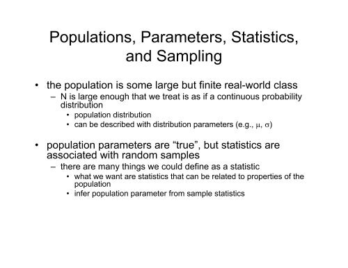 Populations Parameters Statistics And Sampling