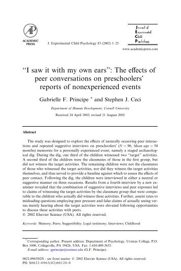 ''I saw it with my own ears'': The effects of peer conversations on ...