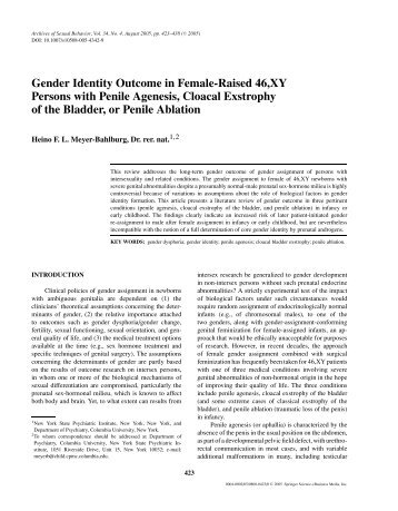 Gender Identity Outcome in Female-Raised 46,XY Persons with ...