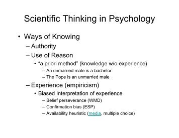 Scientific Thinking in Psychology