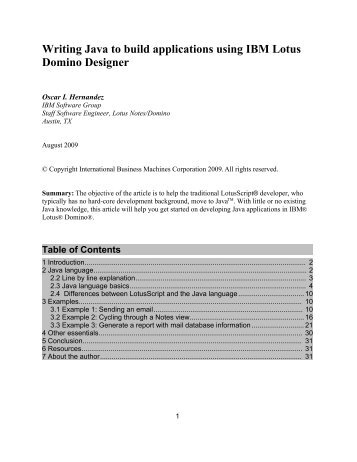 Writing Java to build applications using IBM Lotus Domino Designer