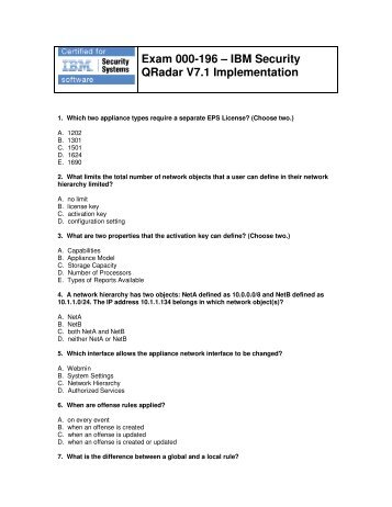 Exam 000-196 ? IBM Security QRadar V7.1 Implementation