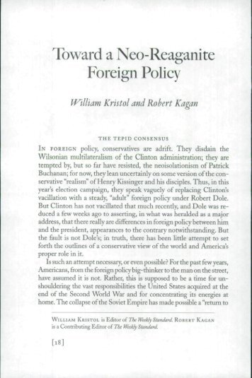 Toward a Neo-Reaganite Foreign Policy - Gettysburg College