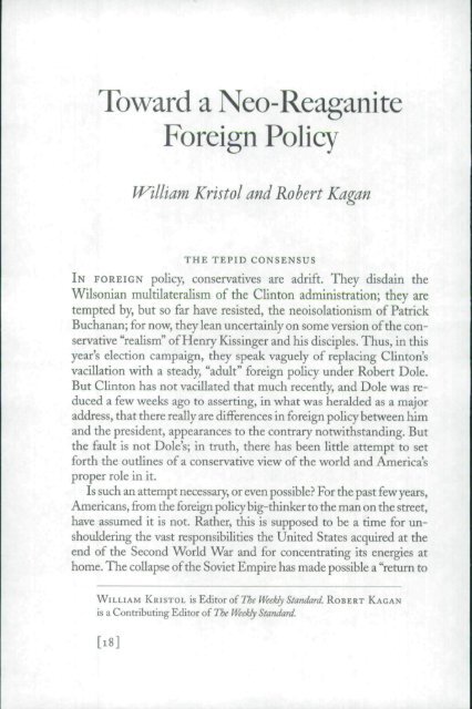 Toward a Neo-Reaganite Foreign Policy - Gettysburg College