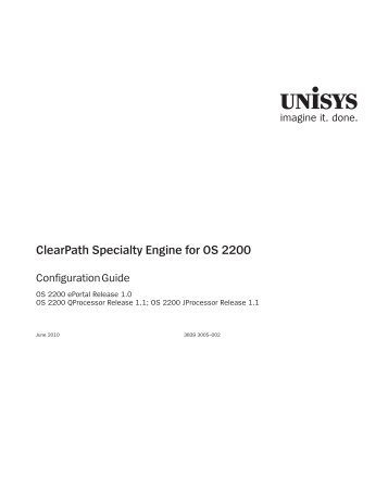 ClearPath Specialty Engine for OS 2200 Configuration Guide