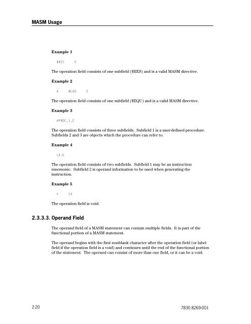 Meta-Assembler (MASM) Programming Reference Manual