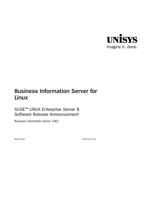 Business Information Server For Linux Public Support Login Unisys
