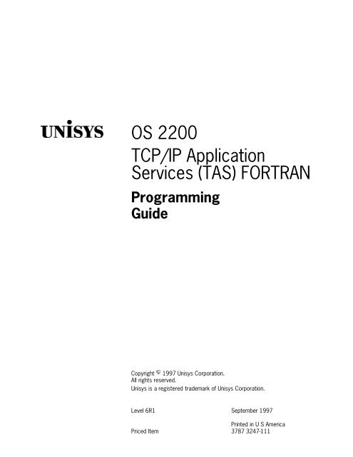 TCP/IP App. Services (TAS) FORTRAN Programming Guide