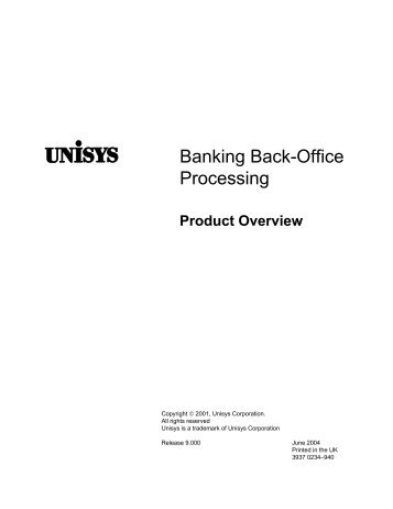 Banking Back-Office Processing Product Overview - Public Support ...