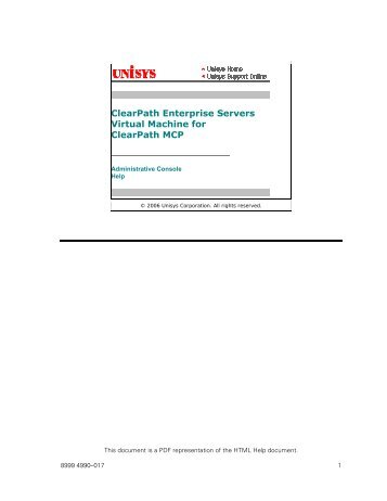 Virtual Machine for ClearPath MCP Administrative Console Help