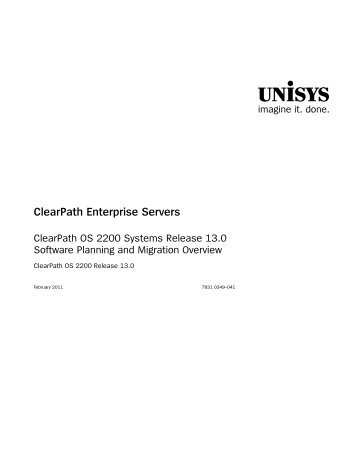 ClearPath OS 2200 Series Release 13.0 Software Planning and ...