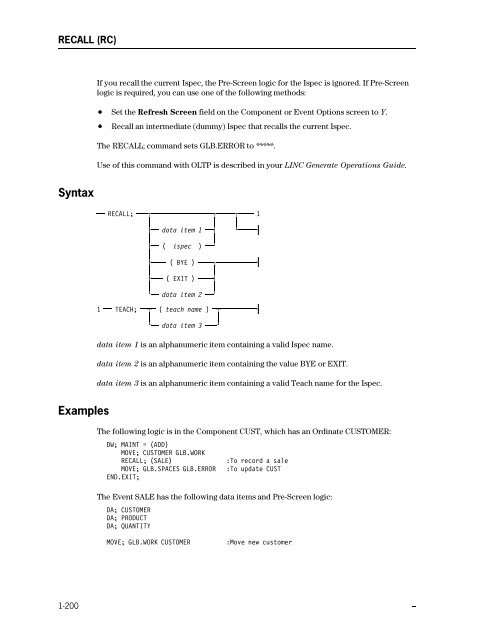 LINC Programming Reference Manual - Public Support Login - Unisys