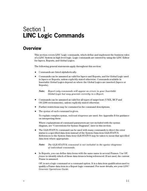 LINC Programming Reference Manual - Public Support Login - Unisys