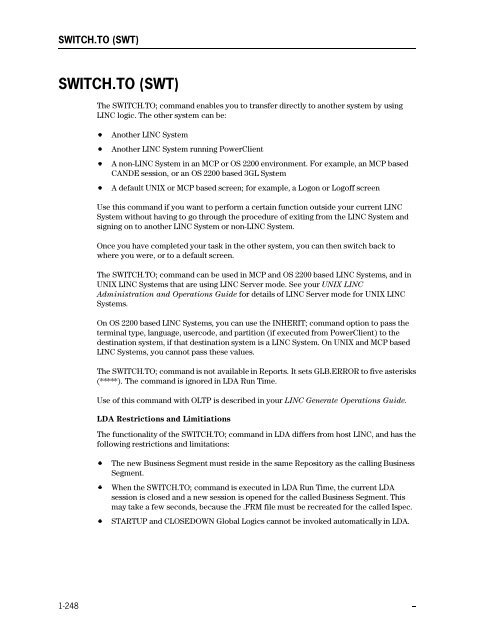 LINC Programming Reference Manual - Public Support Login - Unisys