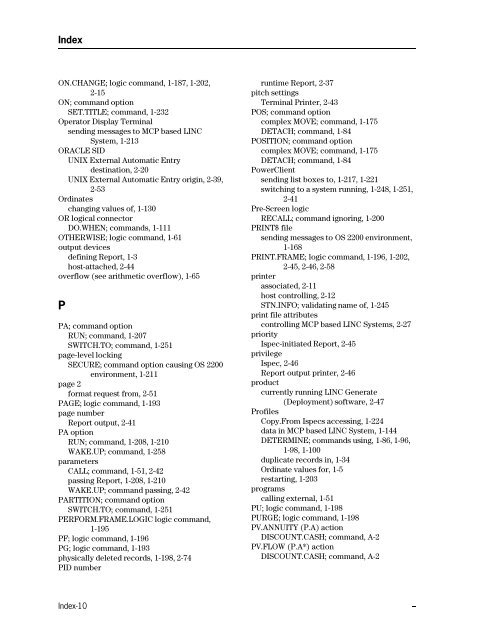 LINC Programming Reference Manual - Public Support Login - Unisys