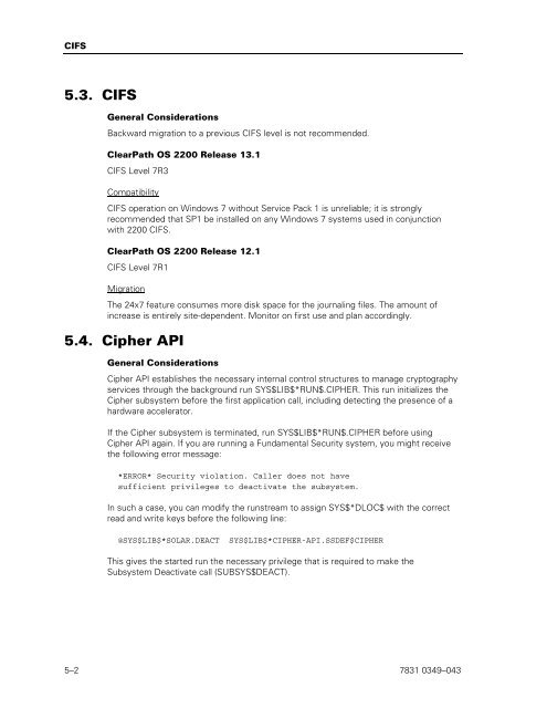 ClearPath OS 2200 Series Release 13.2 Software Planning and ...