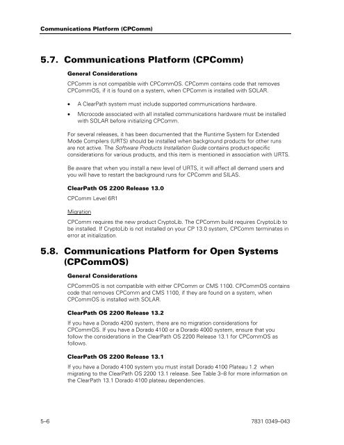 ClearPath OS 2200 Series Release 13.2 Software Planning and ...