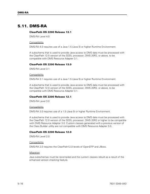 ClearPath OS 2200 Series Release 13.2 Software Planning and ...