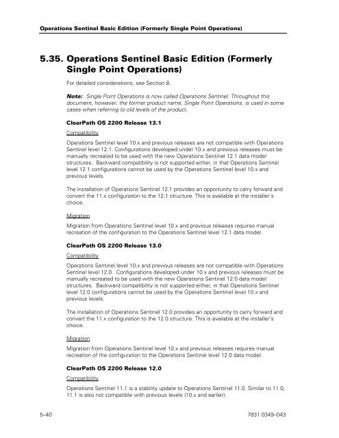 ClearPath OS 2200 Series Release 13.2 Software Planning and ...