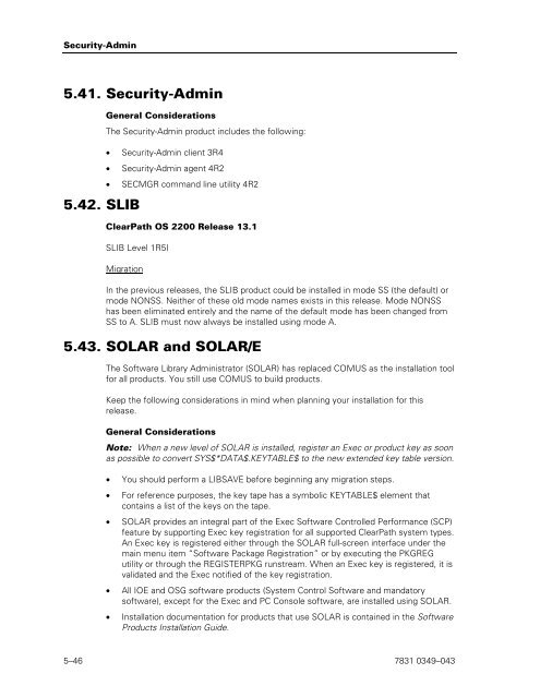 ClearPath OS 2200 Series Release 13.2 Software Planning and ...