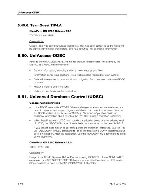 ClearPath OS 2200 Series Release 13.2 Software Planning and ...