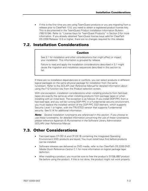 ClearPath OS 2200 Series Release 13.2 Software Planning and ...