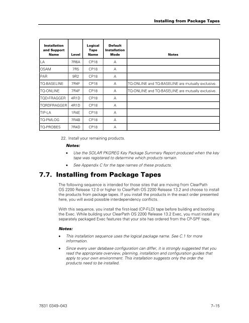 ClearPath OS 2200 Series Release 13.2 Software Planning and ...