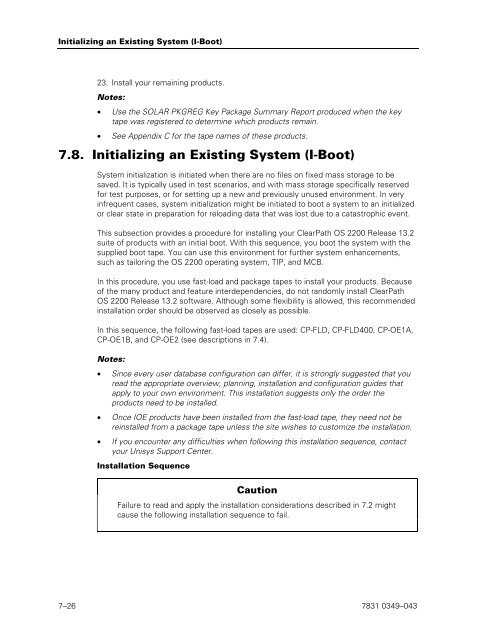 ClearPath OS 2200 Series Release 13.2 Software Planning and ...