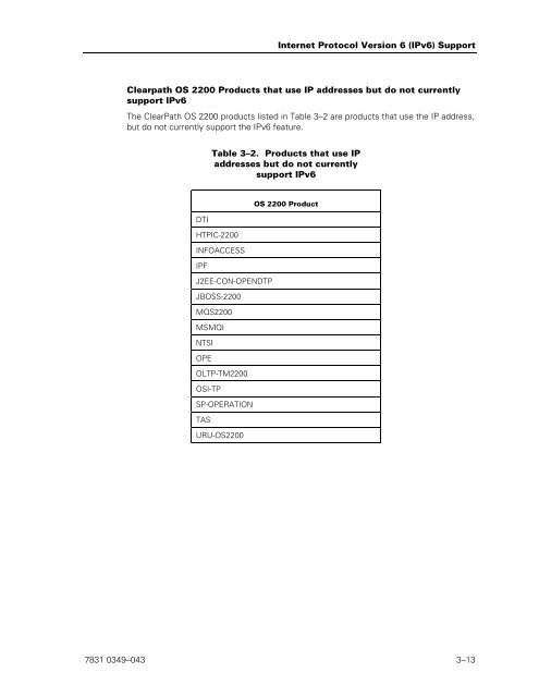 ClearPath OS 2200 Series Release 13.2 Software Planning and ...