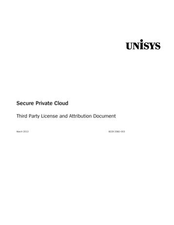 Unisys Secure Private Cloud Third Party License and Attribution ...