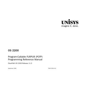 Programming Reference Manual - Public Support Login - Unisys