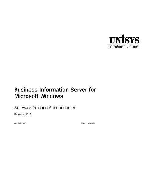 Business Information Server for Microsoft Windows Software ...