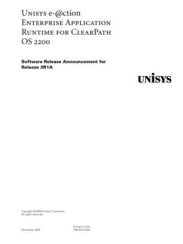 Runtime for ClearPath OS 2200 Software Release Announcement