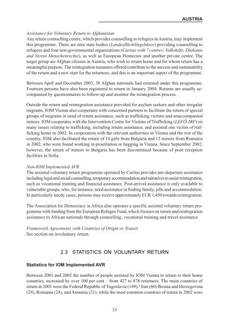 Return - IOM Publications - International Organization for Migration