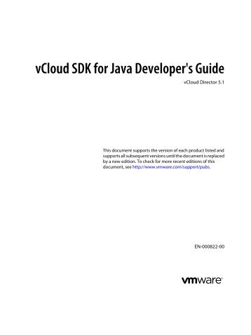 vCloud SDK for Java Developer's Guide - Documentation - VMware