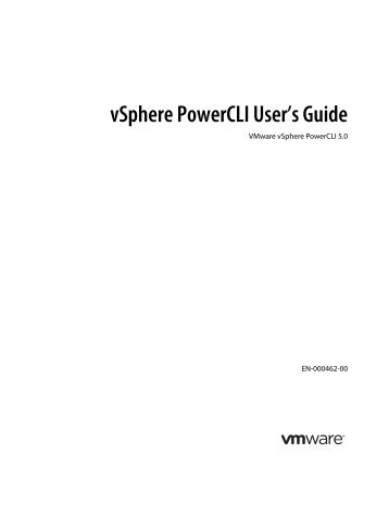 vSphere PowerCLI User's Guide - Documentation - VMware