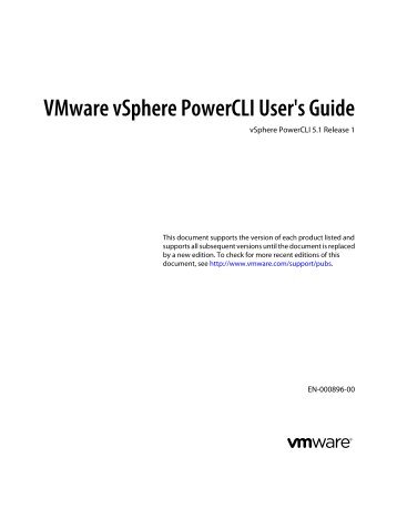 VMware vSphere PowerCLI User's Guide - OpenTopic