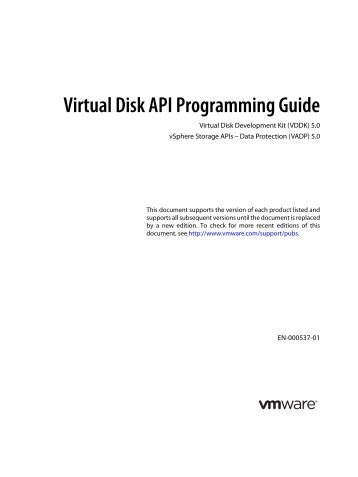 Virtual Disk API Programming Guide - Documentation - VMware