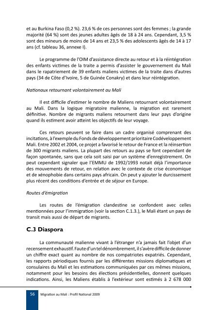 Migration au Mali : Profil National 2009 - IOM Publications