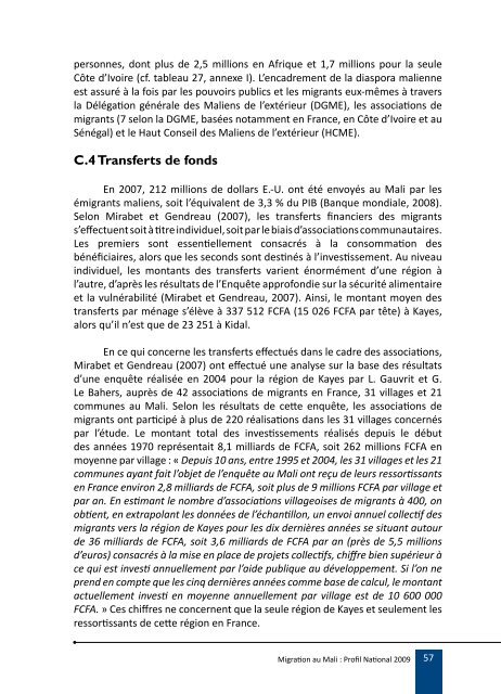 Migration au Mali : Profil National 2009 - IOM Publications