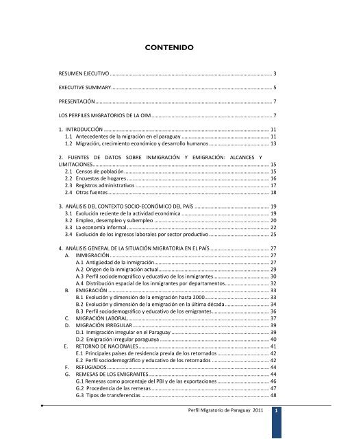 Perfil Migratorio de Paraguay 2011 - Ministerio de Agricultura y ...